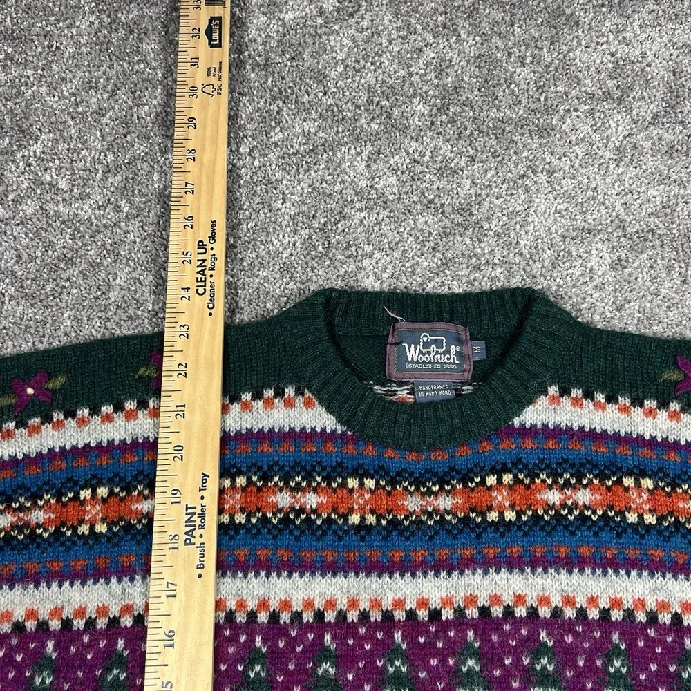 Vintage 80s 90s Woolrich Loon Duck Wool Sweater Men M Chunky Hunting Fair Isle